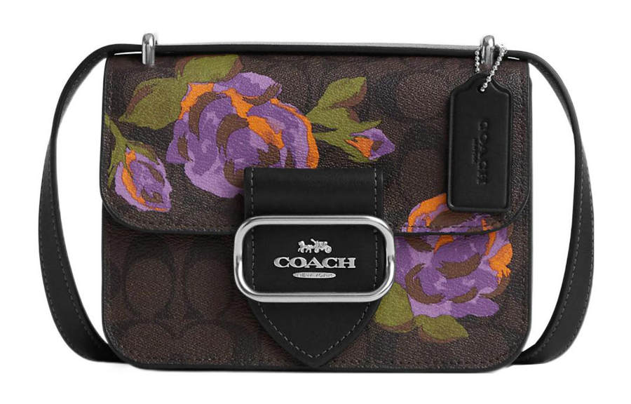 COACH Morgan Canvas With Leather Square Bag, Shoulder Bag, Crossbody Bag Small Women's Coffee