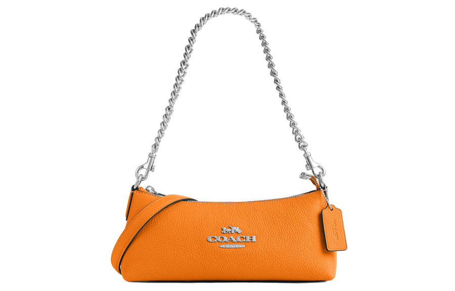 COACH Pebbled Leather Shoulder Bag, Handbag, Shoulder Bag Women's Orange