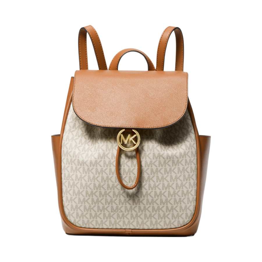 MICHAEL KORS Cheryl Cow Leather, Artificial Leather Backpack Women's Vanilla White/Acorn Brown
