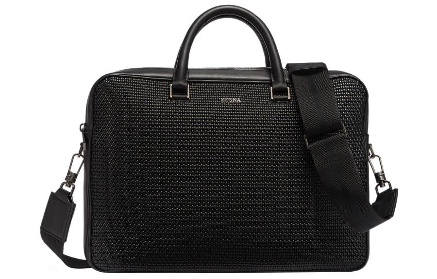 Ermenegildo Zegna Zegna Waffle Texture Logo Lettering Briefcase