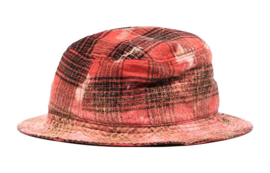 WE11DONE WE11DONE logo-patch checkered bucket hat