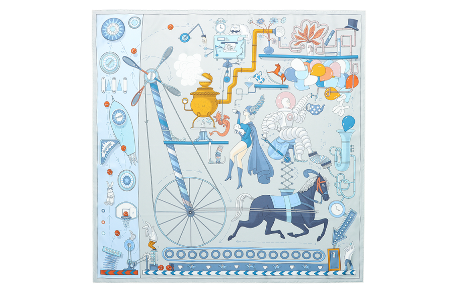 HERMES HERMES Tea For Two Scarves Women's Blue