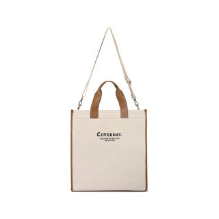 COVERNAT Cotton Leather Shoulder Bag, Crossbody Bag, Handbag Women's Ivory White