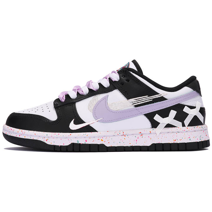 Nike Nike Dunk Low top Skateboard Shoes Women's Black White Purple