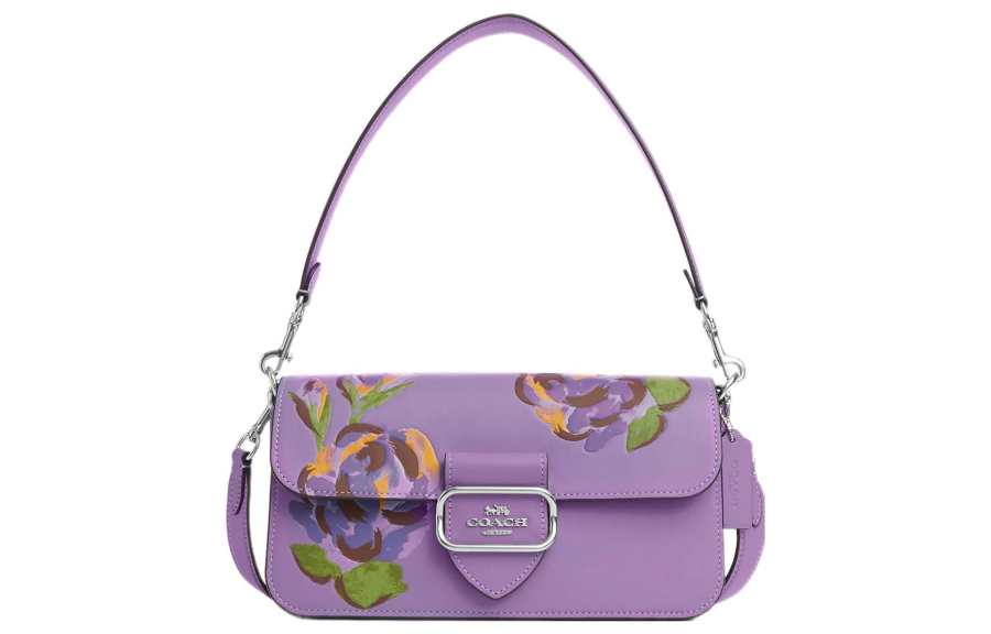 COACH Morgan Leather Baguette Bag Handbag, Shoulder Bag Large Women's Purple
