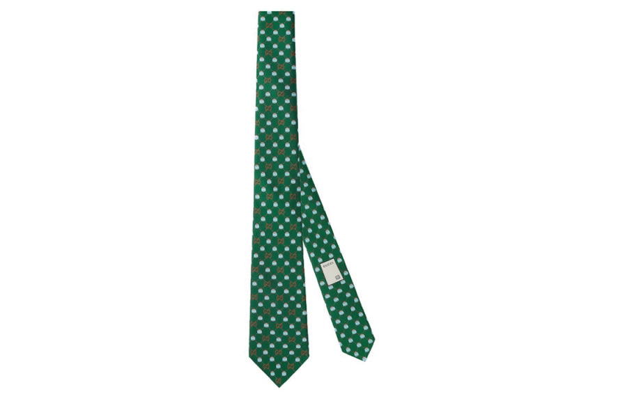 GUCCI Mulberry Silk Cupro Ties Men's Dark Green