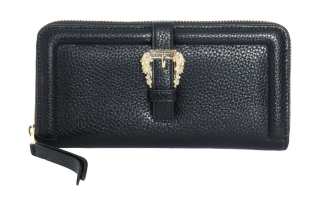 VERSACE JEANS COUTURE Zip Closure Polyester Wallet Women's Black