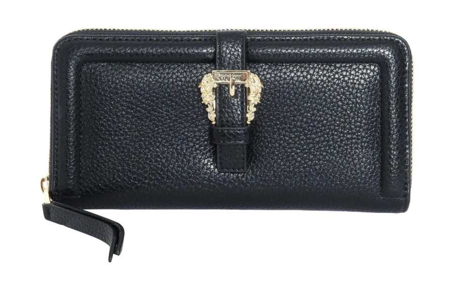 VERSACE JEANS COUTURE Zip Closure Polyester Wallet Women's Black
