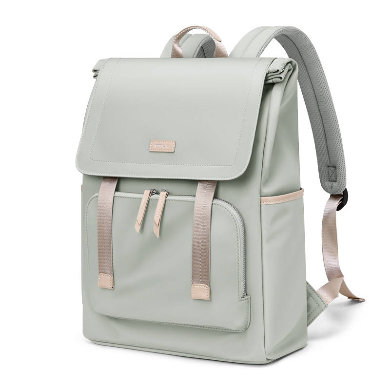POLO Textile, Synthetic Leather Backpack Large Women's Light Gray/Sea Breeze Green