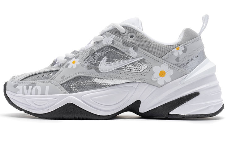 Nike Nike M2K Tekno Synthetic Leather Cushioning Low top Chunky Sneakers Women's White Gray