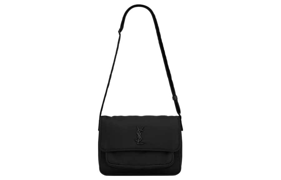 SAINT LAURENT Niki Fabric With Cow Leather Messenger Bag, Crossbody Bag, Shoulder Bag Men's Black