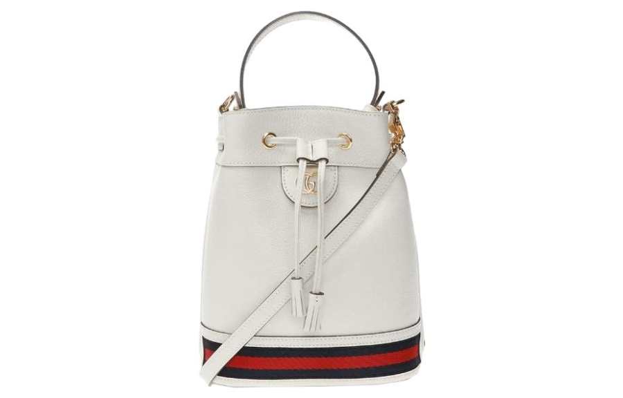 GUCCI Leather Bucket Bag, Shoulder Bag, Crossbody Bag, Handbag Regular Women's White