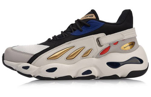 Li-Ning Li Ning Cushioning, Wear Resistant Low top Chunky Sneakers Men's White Blue