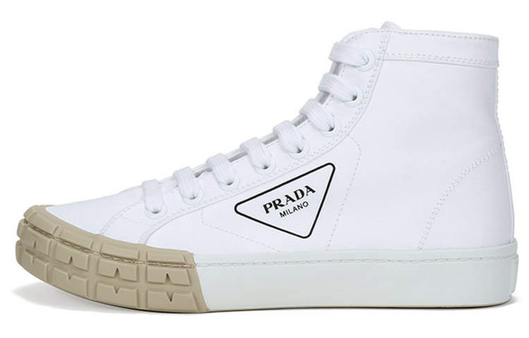 PRADA PRADA Cassetta Wheel High top Canvas Shoes Men's White