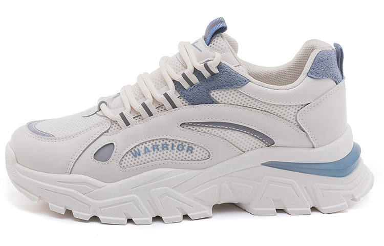 Warrior Abrasion Resistant Breathable Height Increasing Low top Chunky Sneakers Unisex Beige Blue