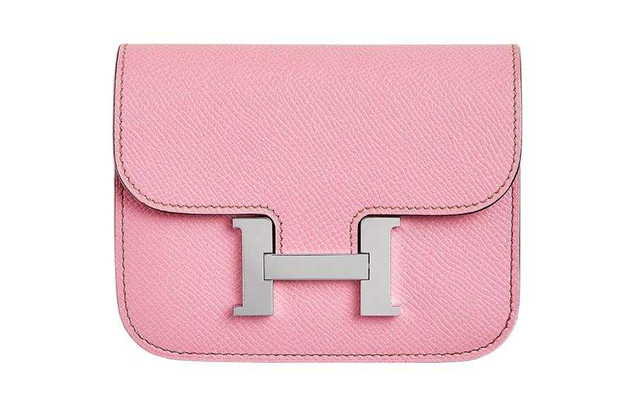 HERMES Epsom Leather Fanny Pack Clutch Wallet Women's 5P Pink