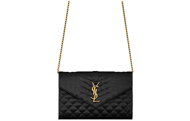 SAINT LAURENT Satin Envelope Bag, Shoulder Bag, Crossbody Bag, Wallet Women's Black