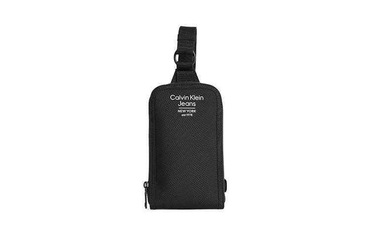 CALVIN KLEIN Recycled Polyester One Shoulder Crossbody Cell Phone Pouch Men's Black