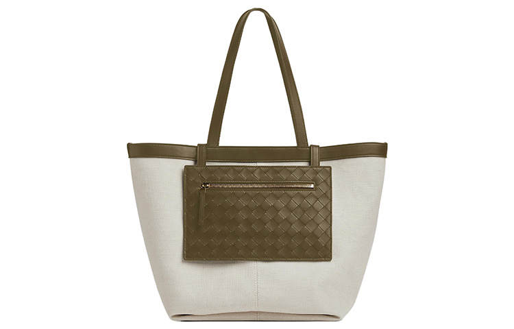 Bottega Veneta Canvas Tote Bag, Shopping Bag, Handbag, Shoulder Bag Women's Natural/Mud Brown