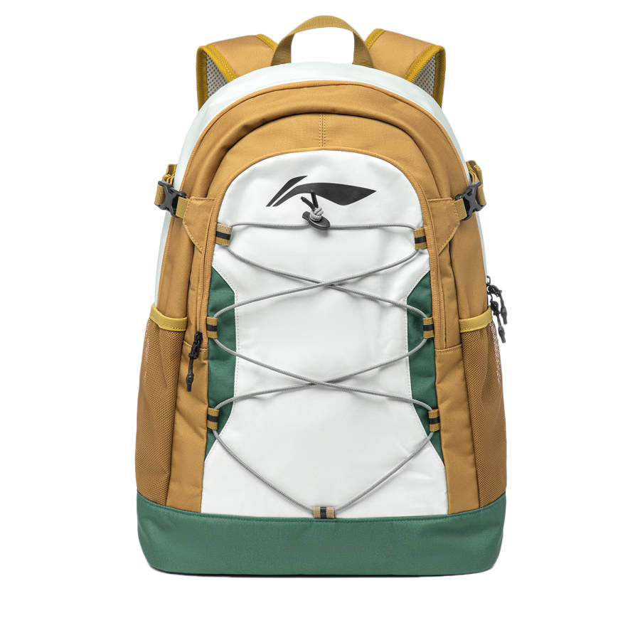Li-Ning Li Ning Fitness Series Polyamide Sports Backpack Regular Unisex Gray Color Block Green Brown