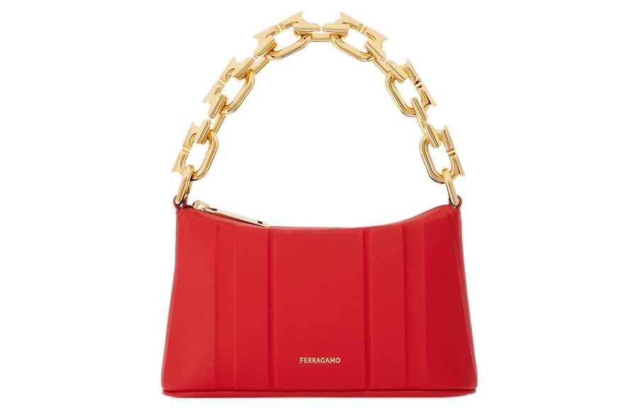FERRAGAMO Cow Leather Handbag Mini Women's Red