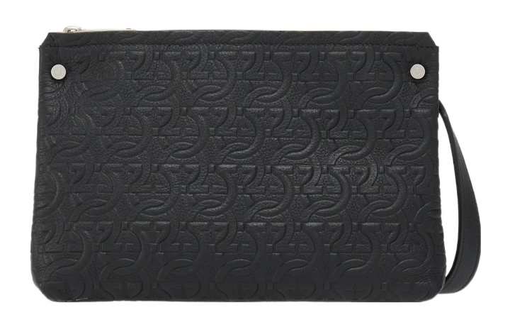 Ferragamo FERRAGAMO Hammered Texture Cow Leather Crossbody Bag, Shoulder Bag Small Men's Black