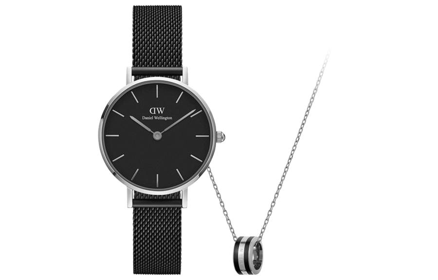 DW/DanielWellington Daniel Wellington Wrist Watches Quartz Movement Stainless Steel Watchband 28mm Black Dial Women's Watch