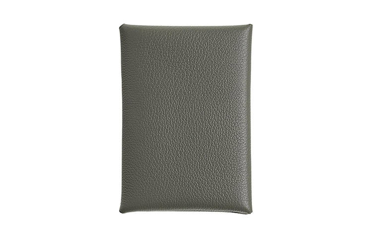 HERMES CalviCalvi Duo Evercolor Calfskin Card Holder Women's 0L Grismeyer Rain Cloud Gray