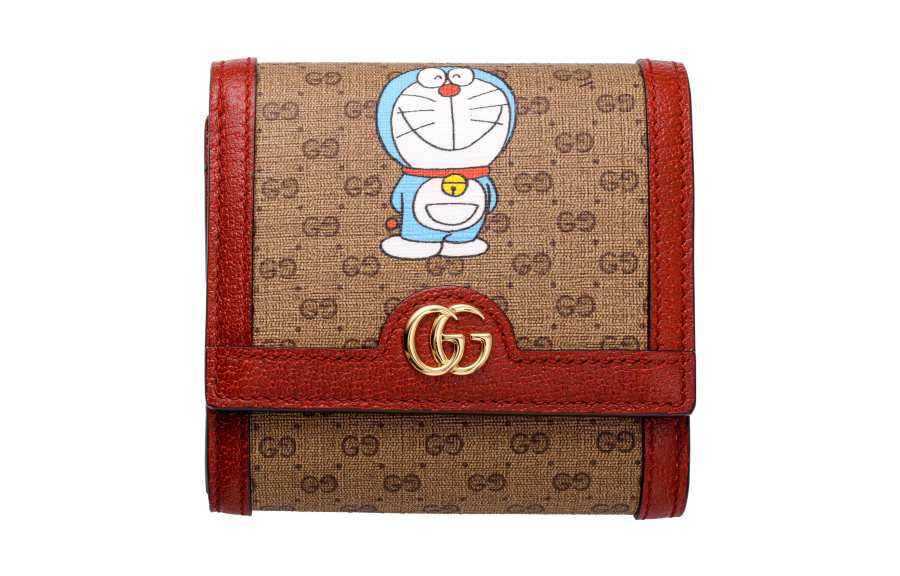 GUCCI Doraemon Collaboration Canvas With Leather Wallet Unisex Red/Ebony