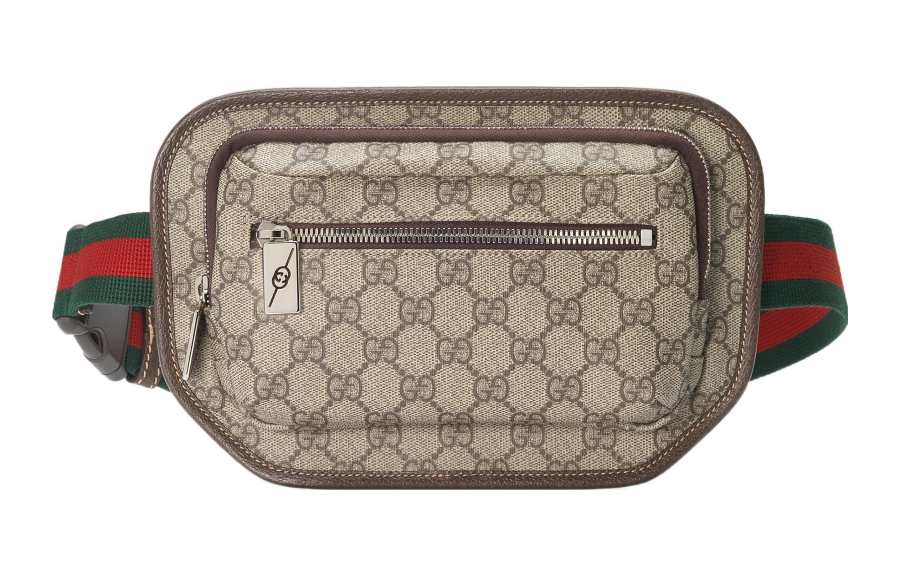 GUCCI Canvas With Leather Trim Fanny Pack Women's Brown/Beige