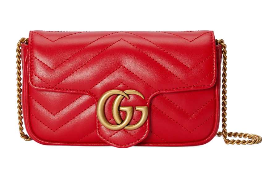 GUCCI Marmont Leather Crossbody Bag, Shoulder Bag Extra Mini Women's Red