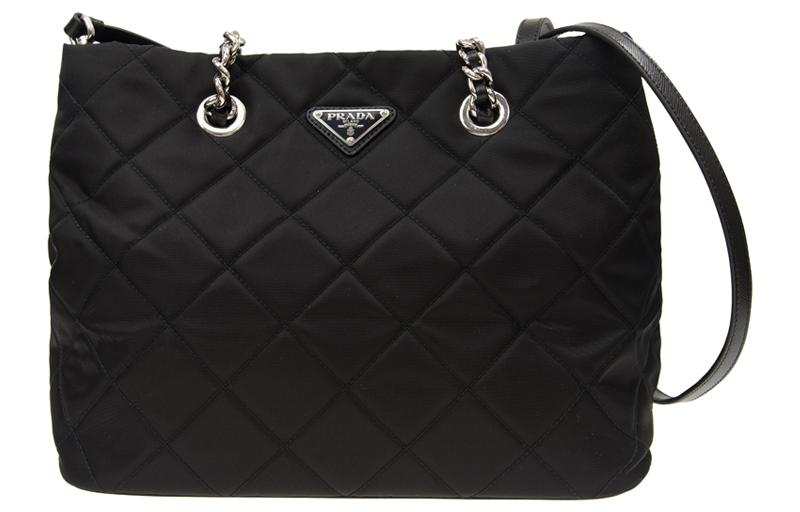 PRADA Nylon Tote Bag, Shopping Bag, Hobo Bag, Parachute Bag, Crossbody Bag, Shoulder Bag Regular Women's Black