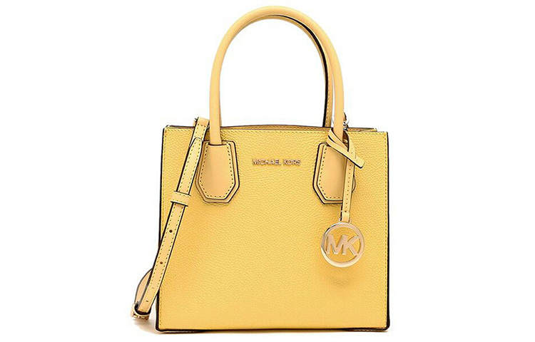 MICHAEL KORS Mercer Leather Tote Bag, Shopping Bag, Shoulder Bag, Crossbody Bag, Handbag Regular Women's Yellow