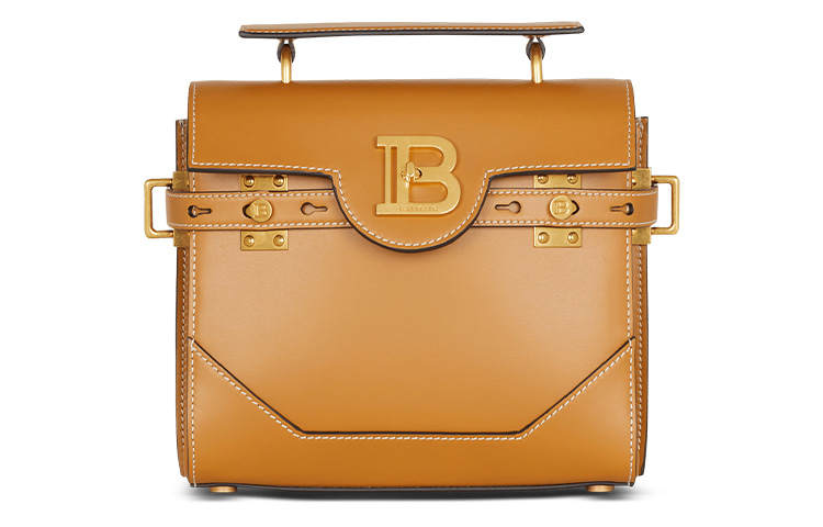 BALMAIN B BUZZ Calfskin Handbag, Shoulder Bag, Crossbody Bag Regular Women's Brown