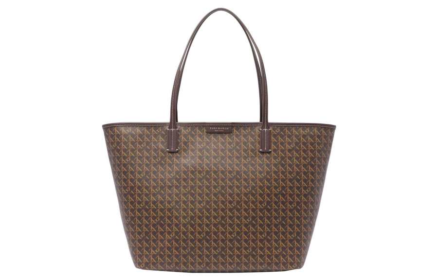 TORY BURCH Coated Canvas Bag, Tote Bag, Shopping Bag, Handbag Medium Women's Brown