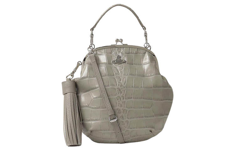 Vivienne Westwood Cow Leather Crossbody Bag, Shoulder Bag Regular Women's Gray