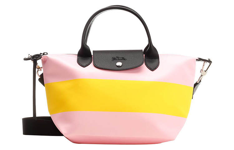 LONGCHAMP Le Pliage Zip Closure Canvas Shoulder Bag, Crossbody Bag, Handbag Small Women's Pink & Yellow