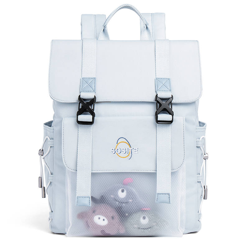 SOSITE SOSITE Nylon Backpack Unisex Candy Blue/Ecru/Coconut Gray