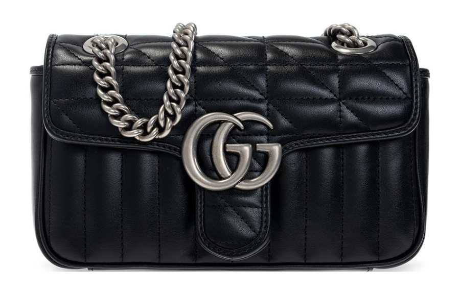GUCCI GG Marmont Quilted Leather Shoulder Bag, Crossbody Bag Small Women's Black