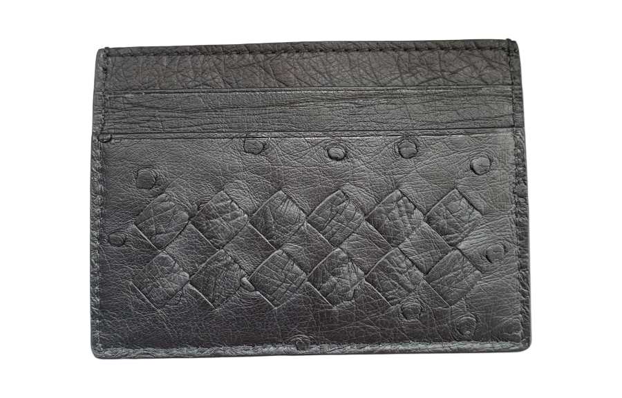 Bottega Veneta Ostrich Leather Wallet Card Holder Small Men's Black