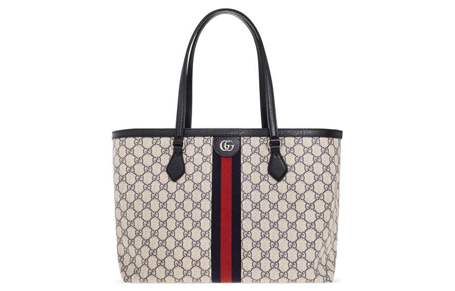 GUCCI Ophidia Canvas With Leather Tote Bag, Shopping Bag, Shoulder Bag, Handbag Medium Women's Blue & Beige