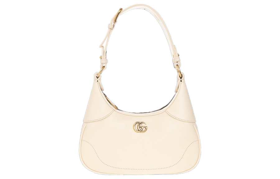 GUCCI Aphrodite Leather New Moon Shoulder Bag, Handbag, Shoulder Bag Women's Ivory