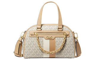 MICHAEL KORS Williamsburg Cow Split Leather Dome Bag, Shoulder Bag, Crossbody Bag, Handbag Small Women's Camel