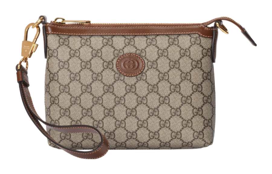 GUCCI GG Supreme Canvas With Leather Shoulder Bag Men's Brown
