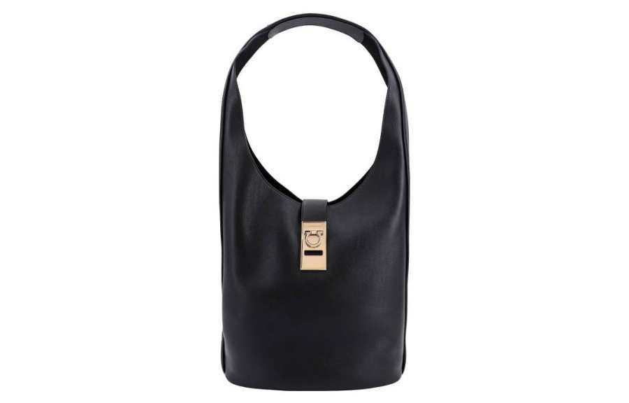 FERRAGAMO Calfskin Handbag, Shoulder Bag Women's Black