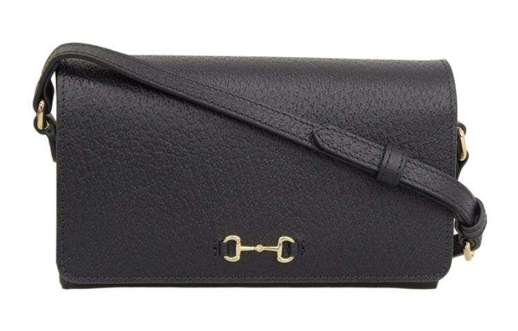 GUCCI Leather Shoulder Bag, Crossbody Bag Regular Women's Black