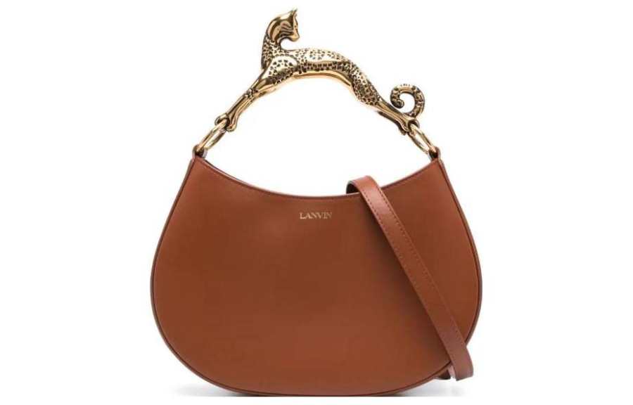 Lanvin Calfskin Portable Crossbody Bag, Shoulder Bag Small Women's Brown