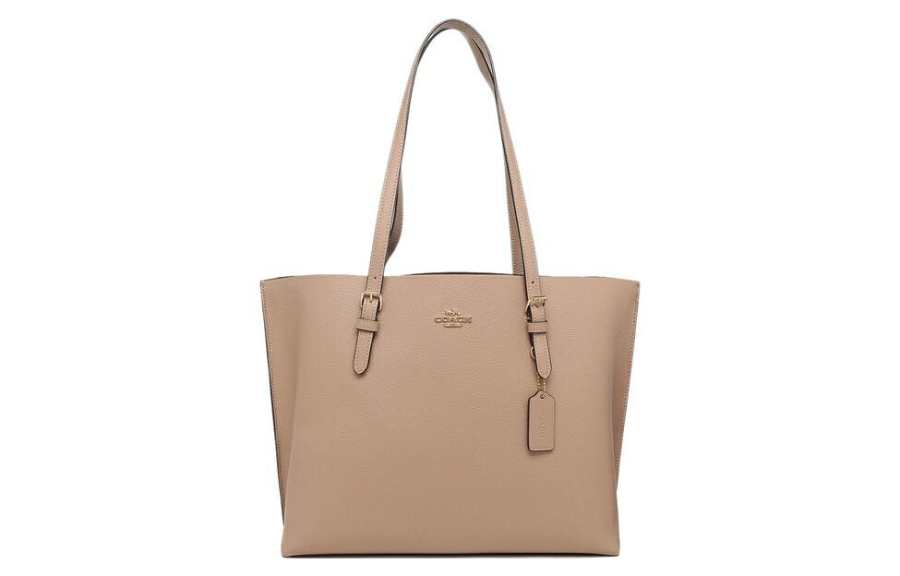 COACH Mollie Solid Color Cow Leather Mommy Bag, Tote Bag, Shopping Bag, Handbag, Shoulder Bag 34 Women's Taupe