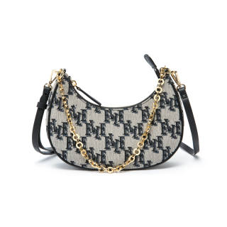 ELLE Fabric Shoulder Bag Women's Black/Brown/Light Blue