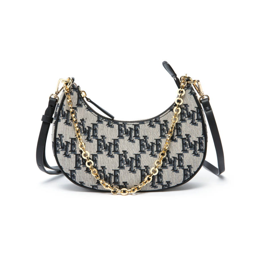 ELLE Fabric Shoulder Bag Women's Black/Brown/Light Blue